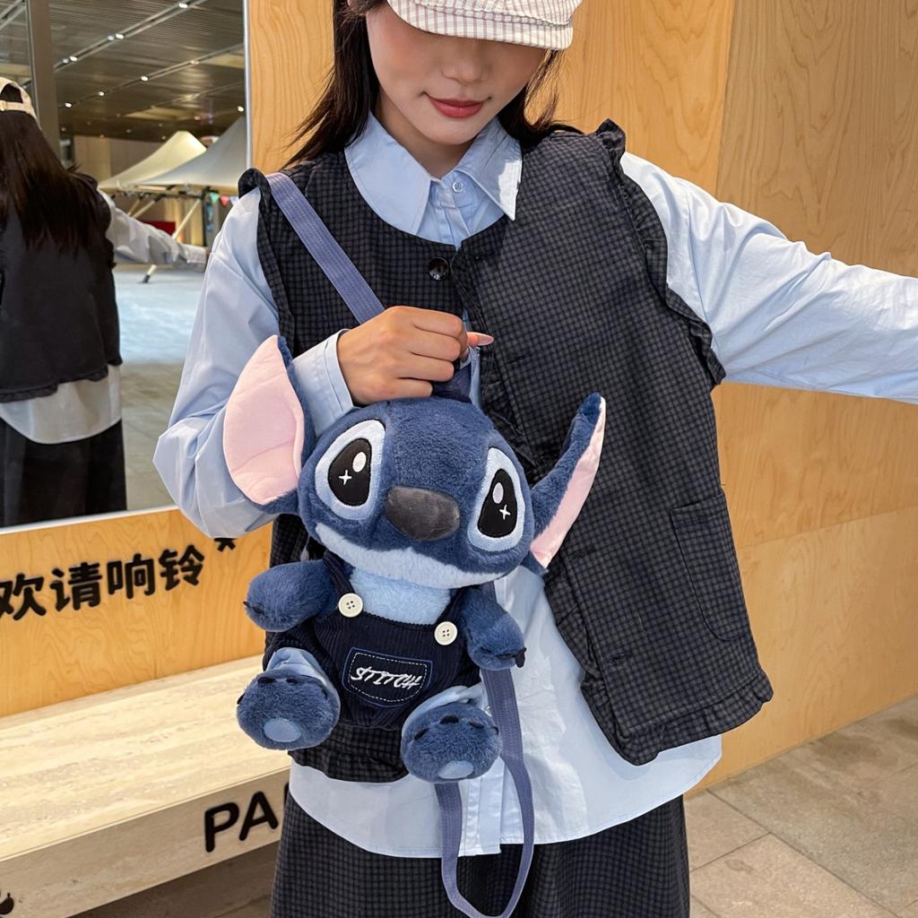 Kawaii Stitch Bag Plush Backpack Bagpack Double Shoulder Crossbody Bag Storage Pouch Plushie Anime Toy Gift for Girls