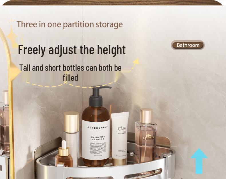 Punch-Free Wall-Mounted Bathroom Storage Shelf