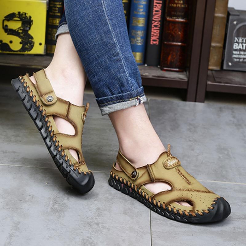 38-48 Summer Men's Large Size Leather Beach Sandals