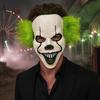 Theatrical Horror Mask Halloween Short Hair Clown Mask, Scary Joker Full Face Creepy Cosplay for Masquerade Party Costume Props