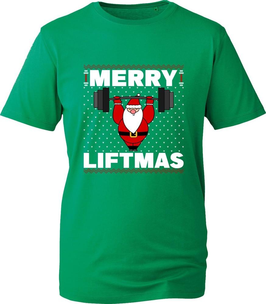 Merry Liftmas Christmas Tshirt Funny Santa Weight Lifting Gym Fitness Xmas Top S