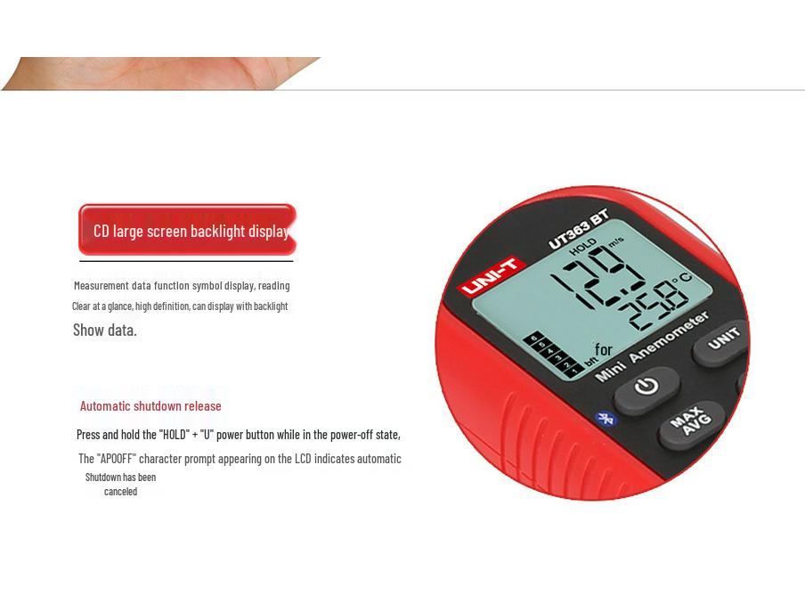 Uni-T UT363BT High Precision Digital Wind Speed Meter