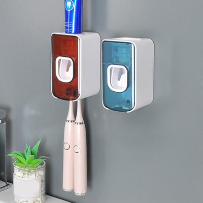 2 Stück Wandmontierter Zahnbürstenhalter mit Zahnpasta-Squeezer Starke Tragfähigkeit Universell Einfach zu installieren Zahnbürsten-Organizer