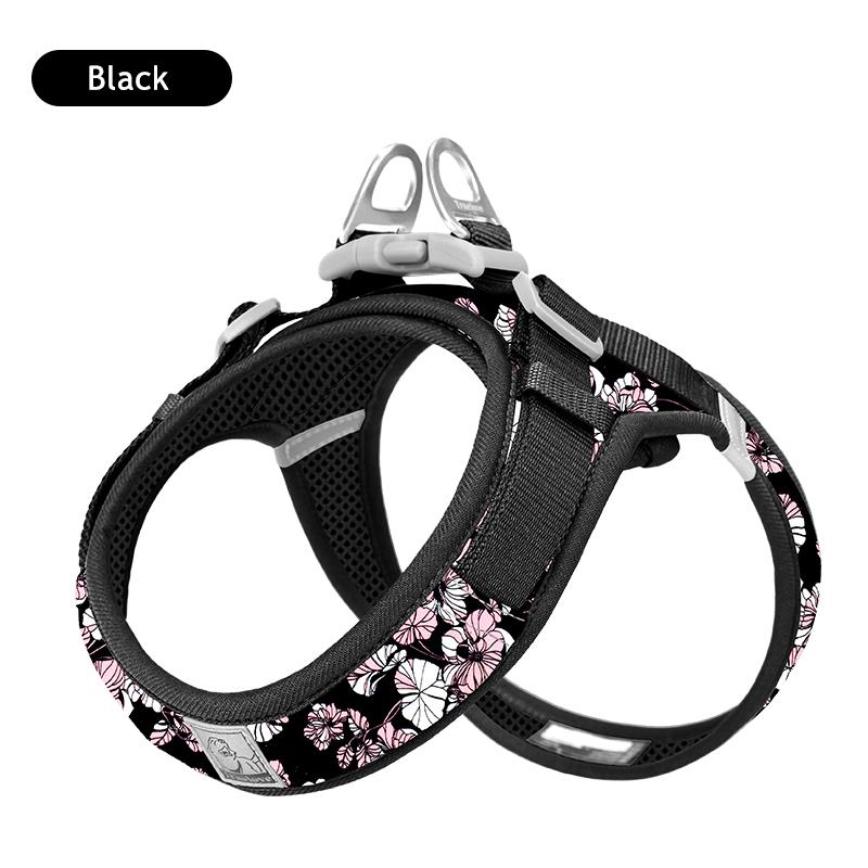 Truelove Floral Printing Mesh Harness for Dogs and Cats Small and Medium Breeds All Weather Adjustable Summer Walking TLH30131