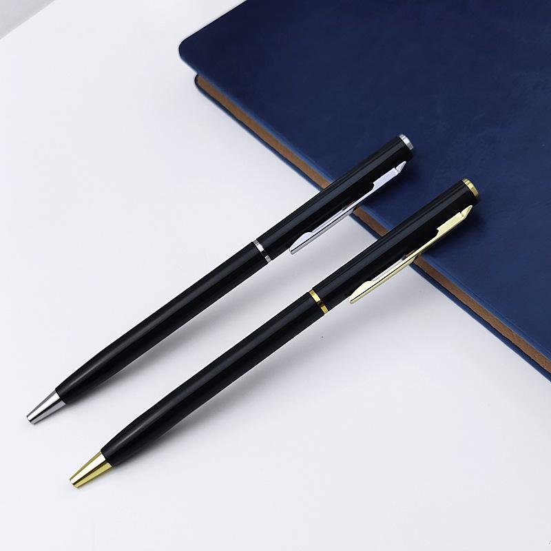 Slender Stylish Twist-Action Business Ballpoint Pen - Customizable Metal, Black, Ideal for Promotional Campaigns