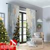2pcs 2D Flat Printing Christmas Scene Curtain Golden Star Christmas Tree 100% Polyester Without Electricity Festive Curtains