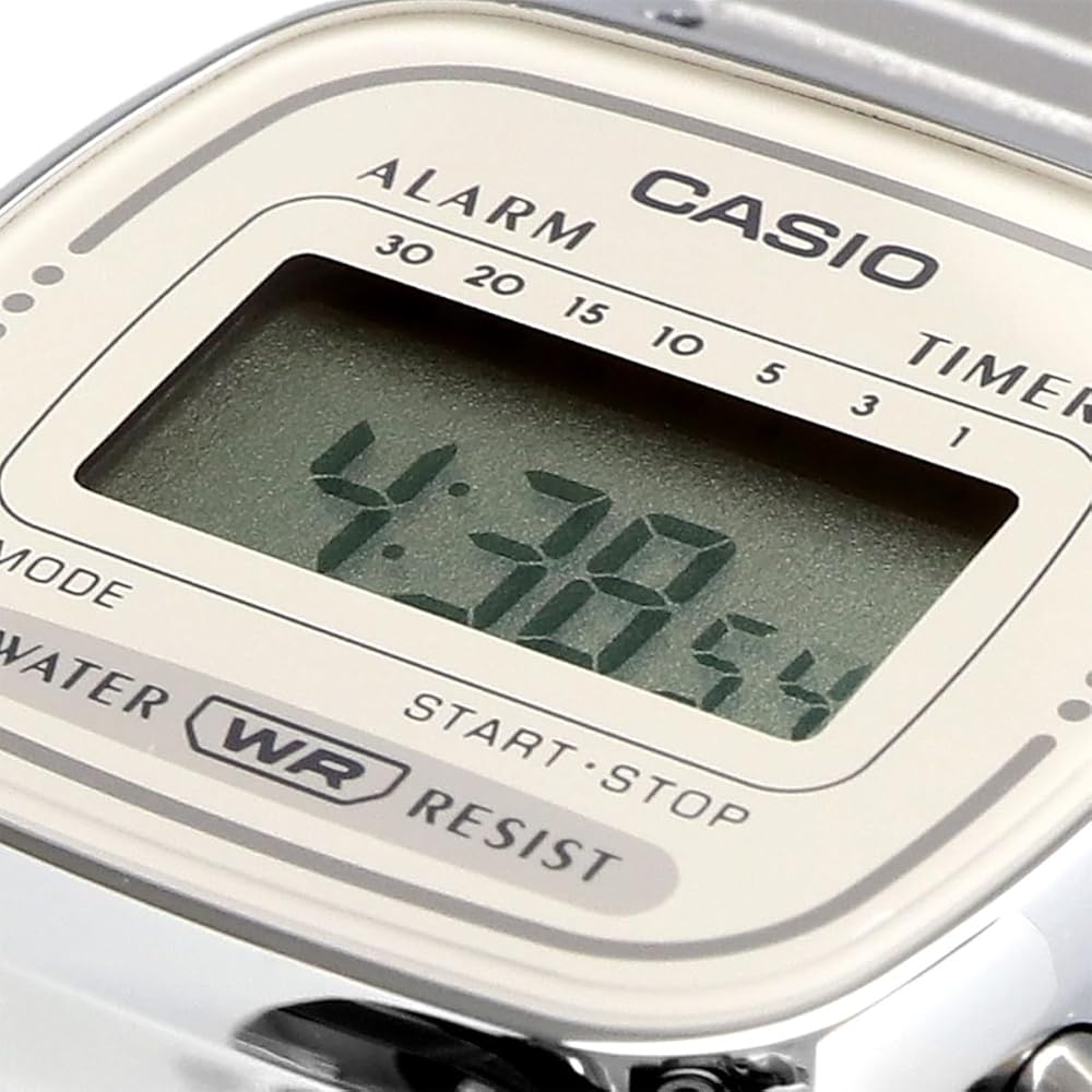 Casio Women's Digital Watch LA670WEA-8A Silver Light Beige Stainless Steel Band
