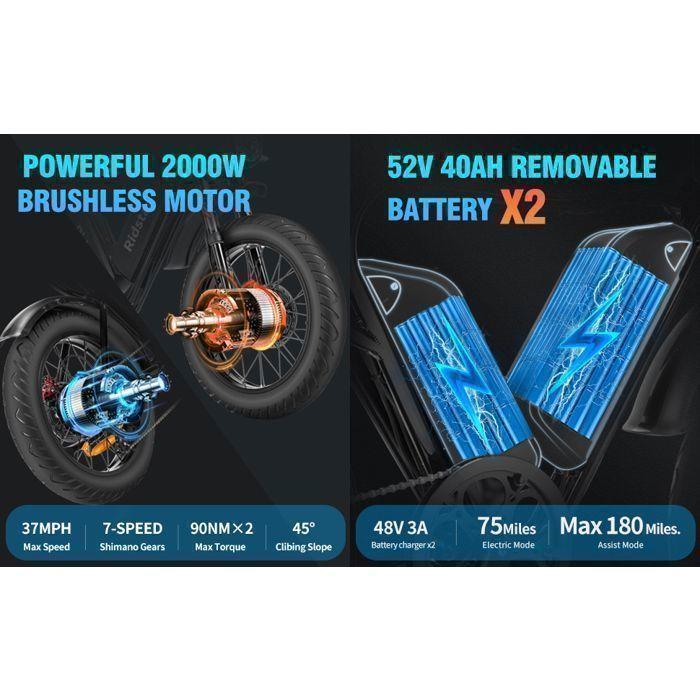 Electric Bike - YVY Q20 PRO - Dual Motor 2000W - Dual Battery 52V 40Ah - Speed 55 Km/h