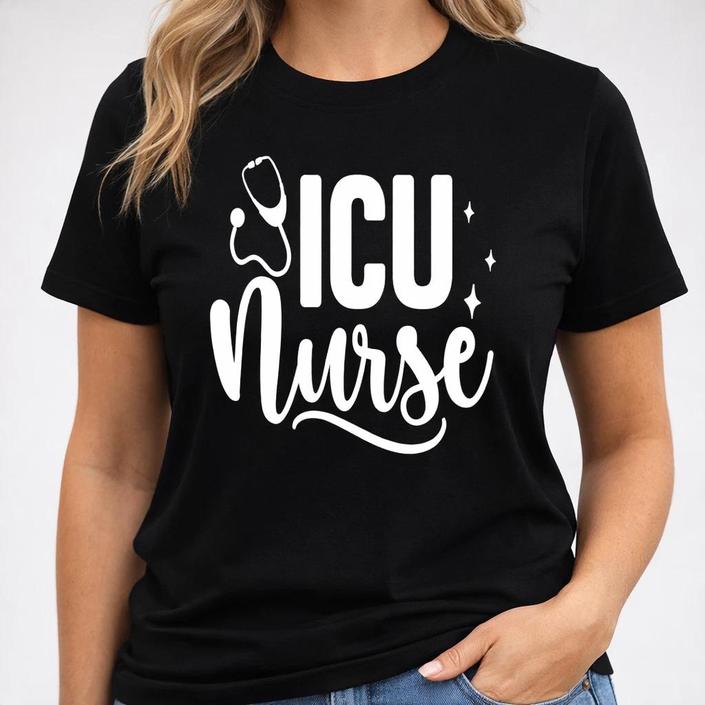 ICU Nurse T Shirt NHS Gift Critical Care Medical Funny Nurse Life Graphic Tee XS