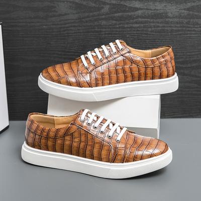 New Fashion Men's Alligator Pattern Lace Up Casual Board  Shoes Male Outdoors Walking Sneakers Footwears Zapatos Hombre