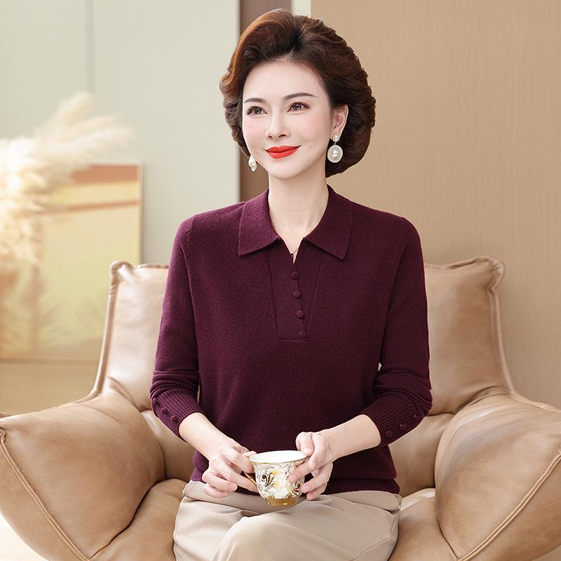 Luxurious Women's Pure Wool Turtleneck Sweater - Autumn/Winter Collection for Middle-aged Mothers