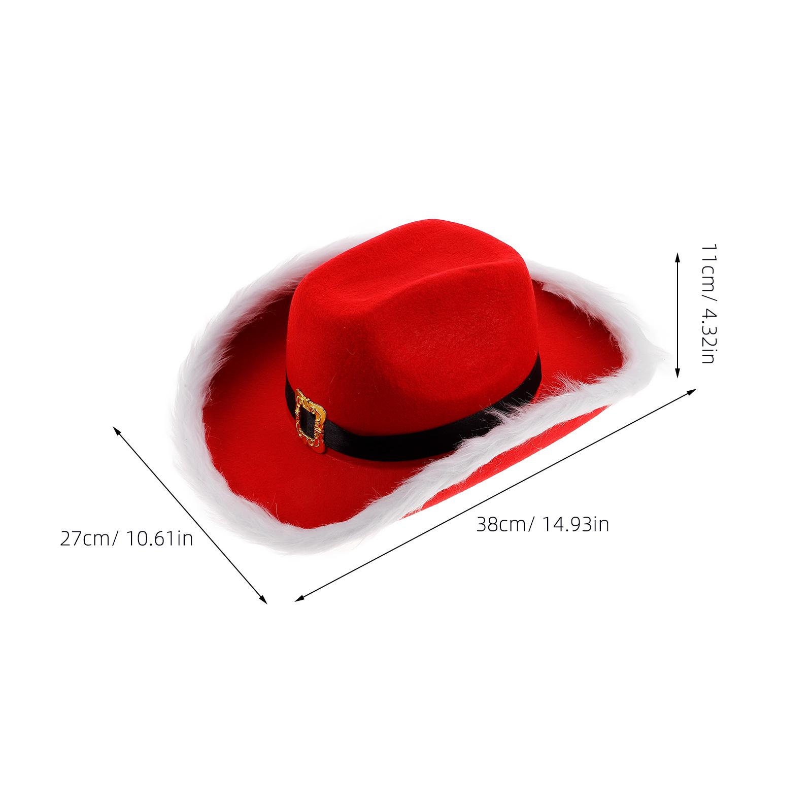 

Red Cowgirl Hat With White Brim Western Style Santa Claus Christmas Costume Party Supplies Xmas Decoration Holiday Event Cosplay