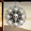 Large 3D Metal Skull Wind Chime – Artistic Kinetic Garden Decor with Swirl Design, Reflective Outdoor Ornament for Patioeco