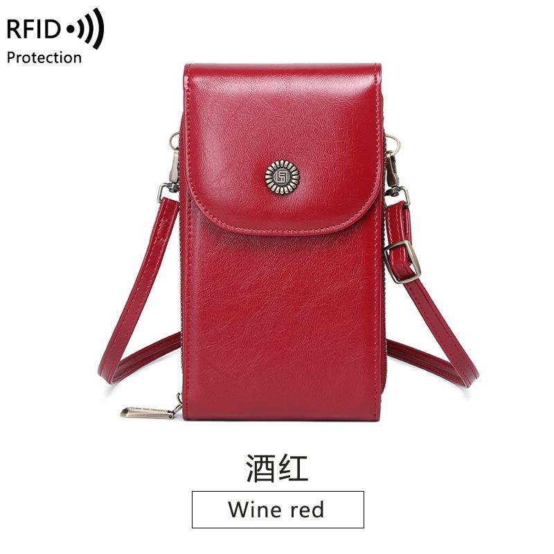 

Сумка для мобильного телефона женская из жирной кожи вертикальная сумка для мобильного телефона мини-сумка через плечо модная сумка-мессенджер