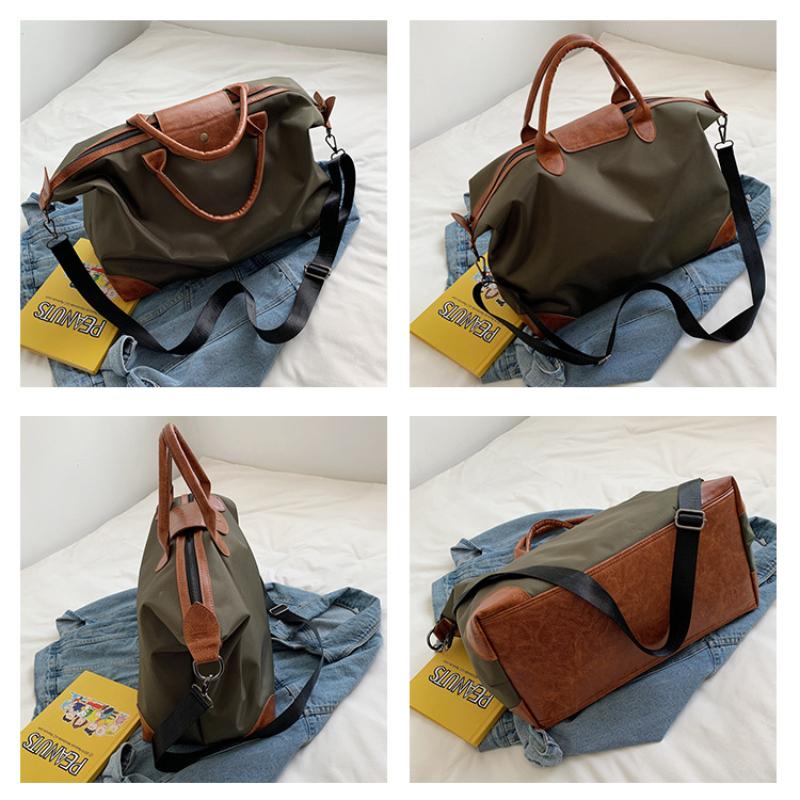 Mode Farbblock Kurztrip Reisetasche Bequemes Nylon Große Kapazität Gepäcktasche Leichte Schwimm-Fitness-Tasche Schlichte Alltags-Ausgehhandtaschen