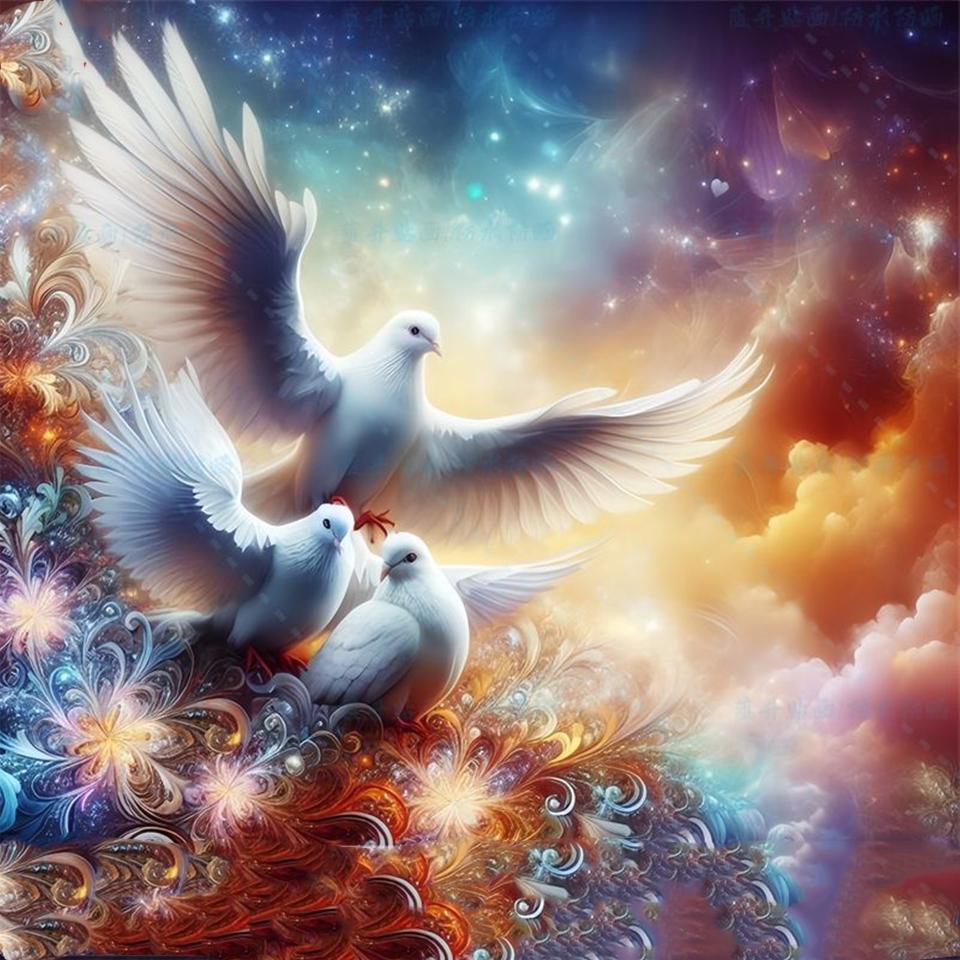 5ddiy Animal Diamond Painting 2024 Love Bird Landscape Painting Mosaic Flower And Bird Decoration New Product Room Decoration