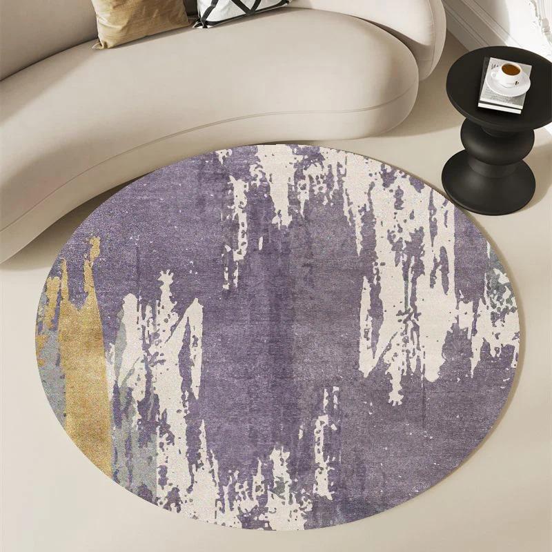 Nordic Green Gold Black Marble Round Carpet Modern Home Bedroom Living Room Decoration Round Rugs Balcony Bathroom Anti-slip Mat