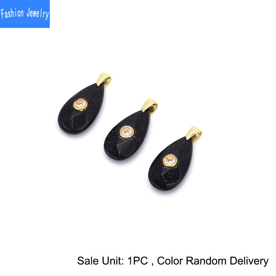 Natural crystal stone faceted water drop pendant micro-paved zircon fashion personalized necklace