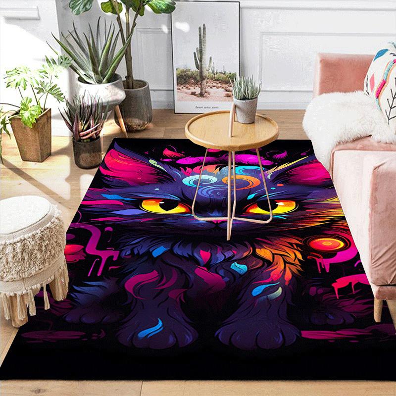 1pc Mysterious black fox Print, Design Indoor Area Rug, Soft, Anti-Slip, and Durable Gaming Room Decor for Bedroom, Living Room, and Exercis