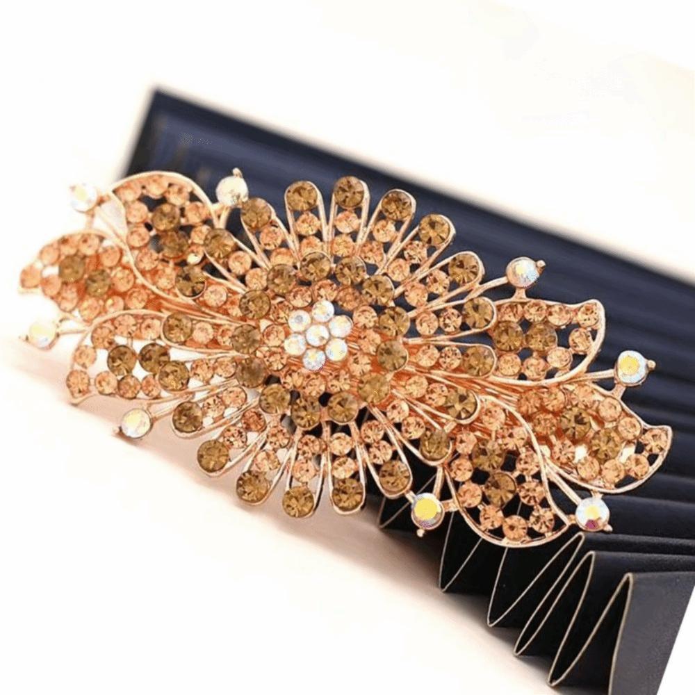 

Fashion Large Spring Clip Rhinestone Flower Elegant Women s Hairpin Back-of-Head Hair Clip Mom