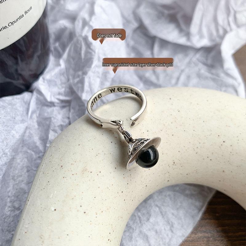 Lan Zhi Planet Pendant 925 Sterling Silver Ring: Non-Fading, Micro-Paved, Sweet Cool Style.