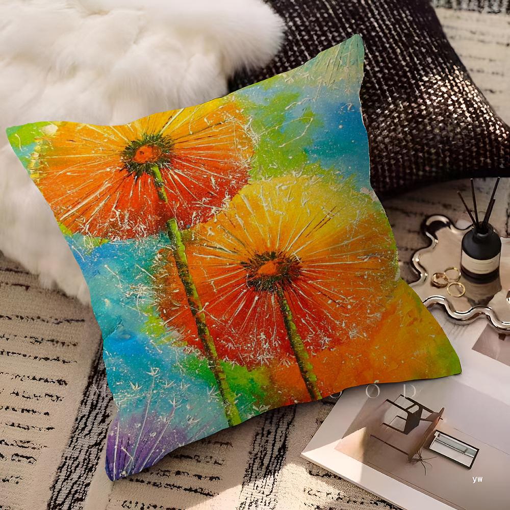 Abstract Dandelion Decorative Room Aesthetics Pillow Case Home Decor Bedroom Sofa Bed Couch Pillow Cover 45x45