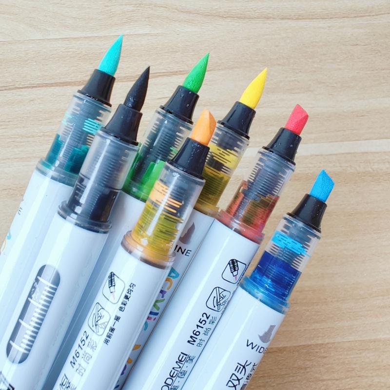 12-Color Double-Ended Acrylic Markers - Large Capacity Multi-Use Brush for Student DIY Painting