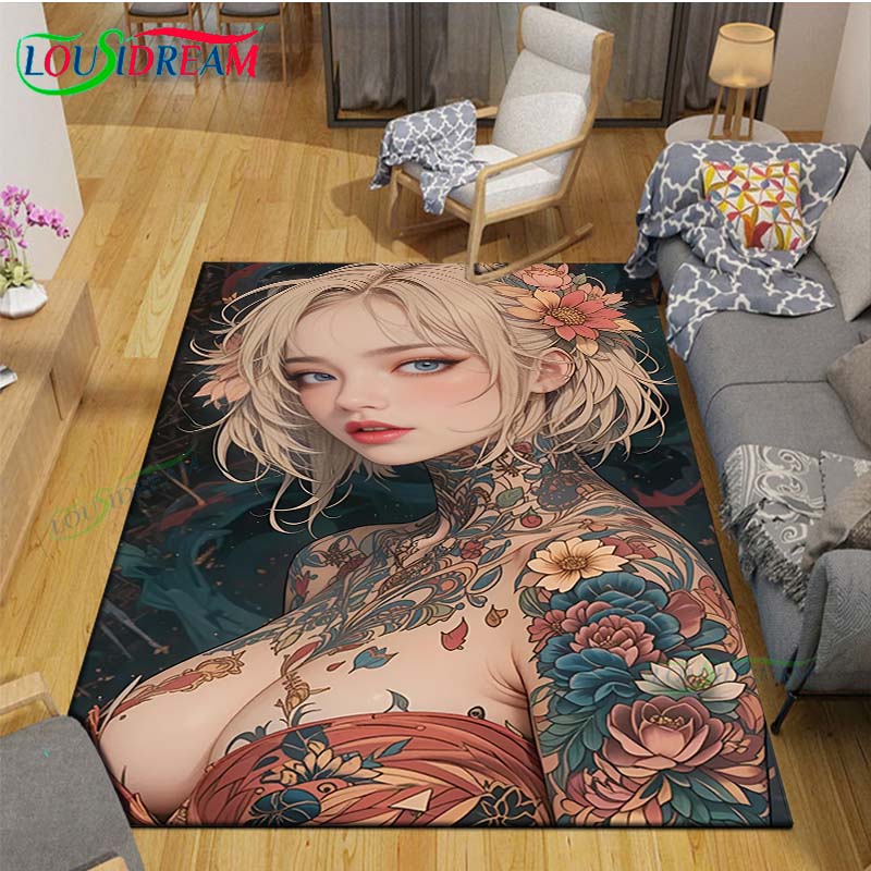 Fashion Sexy Anime Girl Carpet Room Decor Floor Mats Bedroom Yoga Mat Photography Props Area Rug Kids Bedroom Aldult Gift