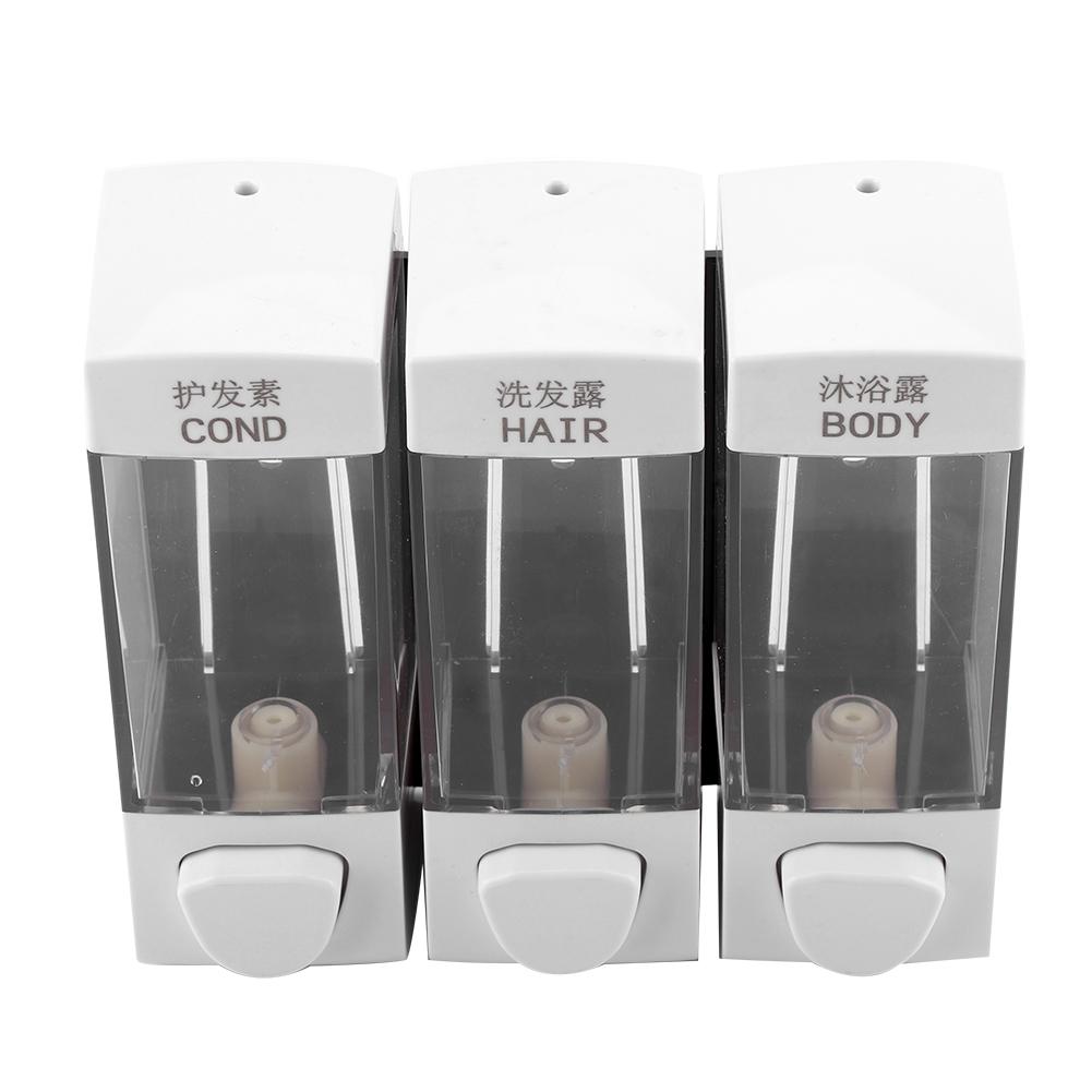 Wall Mounted 3 Chamber Liquid Lotion Shampoo Soap Dispenser Set Bathroom Accessories