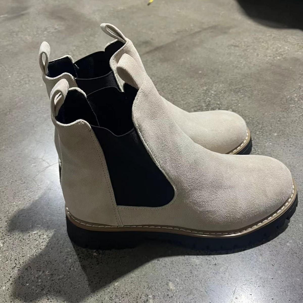 

2025 новые ботинки Мартин в британском стиле, короткие ботинки на одной педали, осенние ботинки на платформе, модный тренд, ботинки челси 43 бежевый