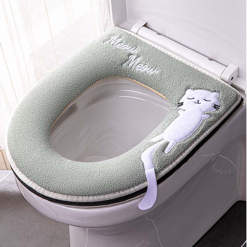 

4 цвета коврик для сиденья для унитаза бытовой Four Seasons универсальная молния мультяшный чехол для сиденья для унитаза с ручкой ванная комната водонепроницаемая моющаяся толстая подушка зелёный