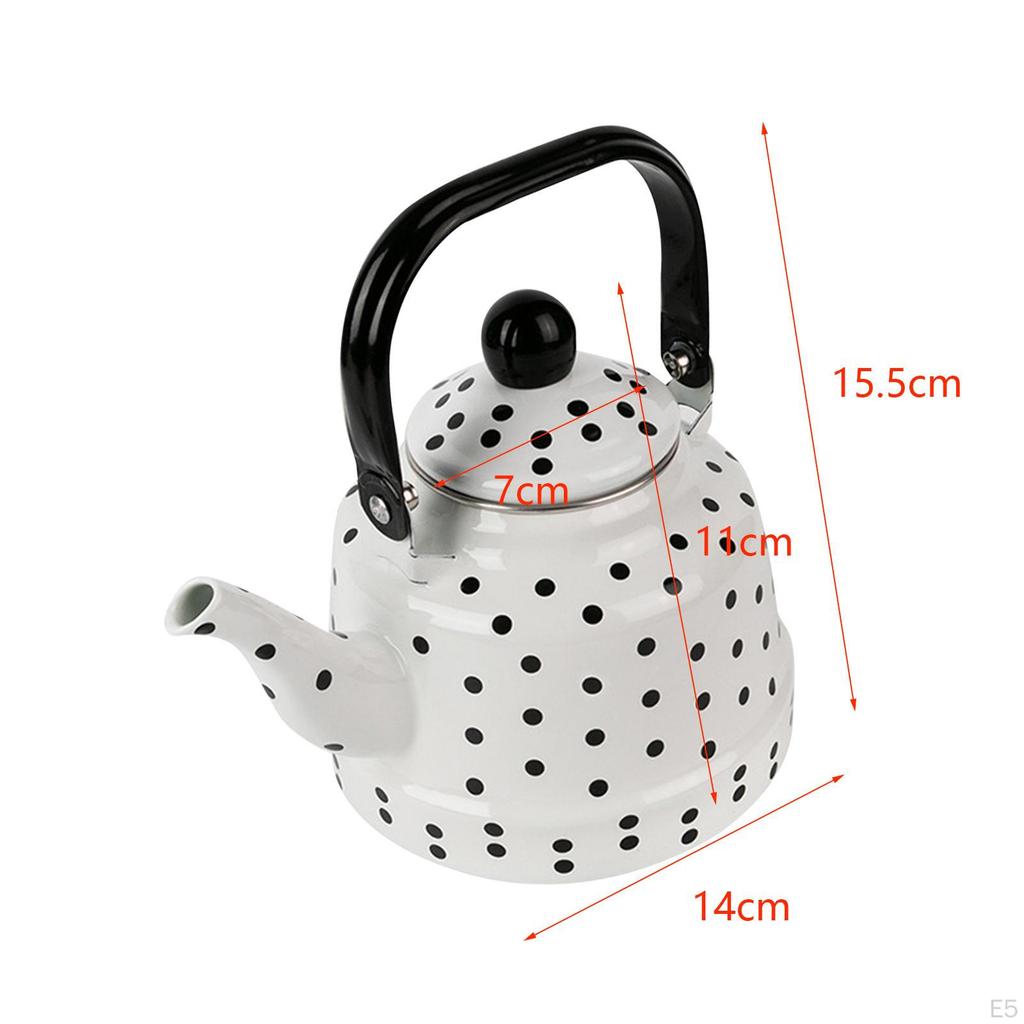Elegant Enamel Teapot for Electric Stovetop 1100ml Water Kettle Halogen Range