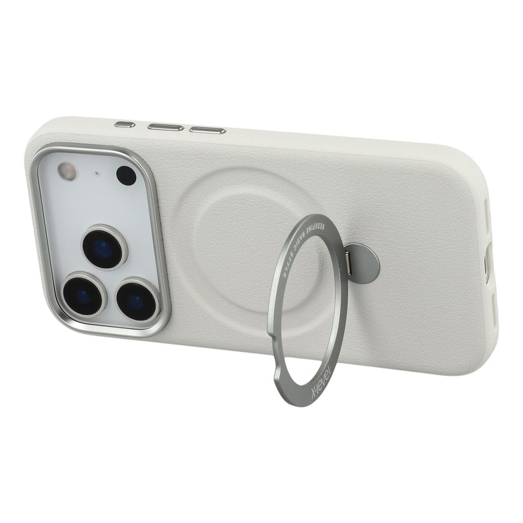 X-LEVEL For iPhone 17 Pro Magnetic Case Kickstand PC + PU Phone Back Cover