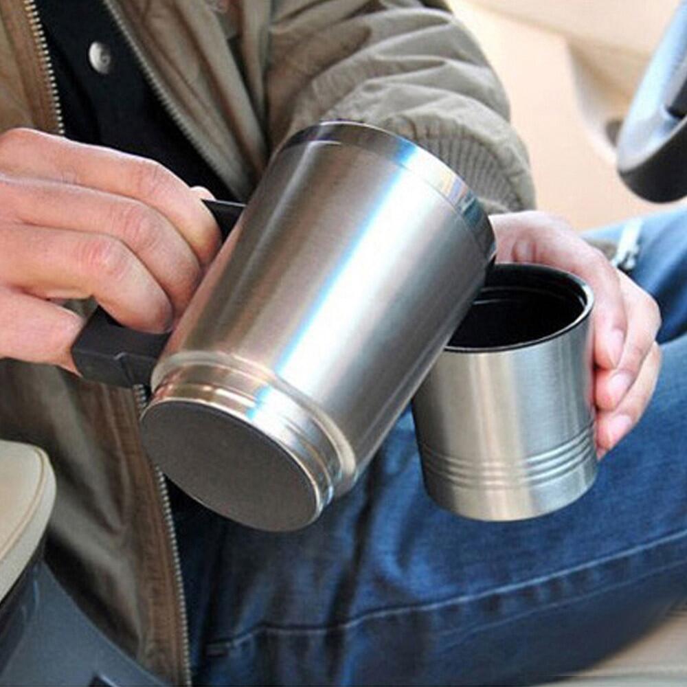 Car Heating Cup 12/24V Water Heater Kettle Electric Coffee Tea Boiling Heated Mug Water Travel Kettle For Car