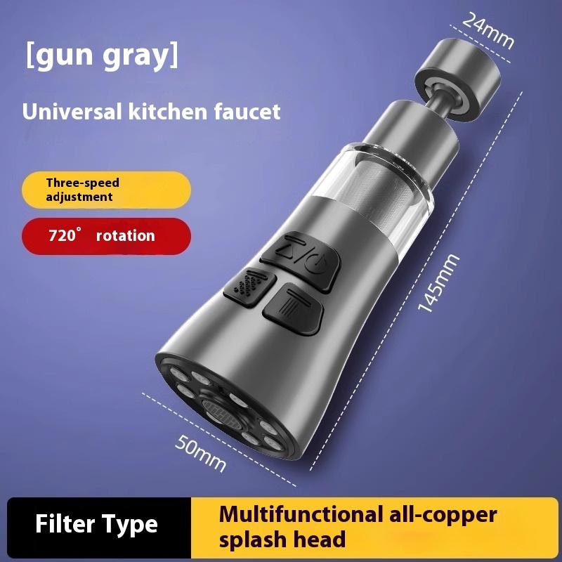 

Kitchen Sink Water Filter Faucet Extender With Filter Function Universal 720° Rotate Aerator Splash Filter Washbasin Faucet сірий колір