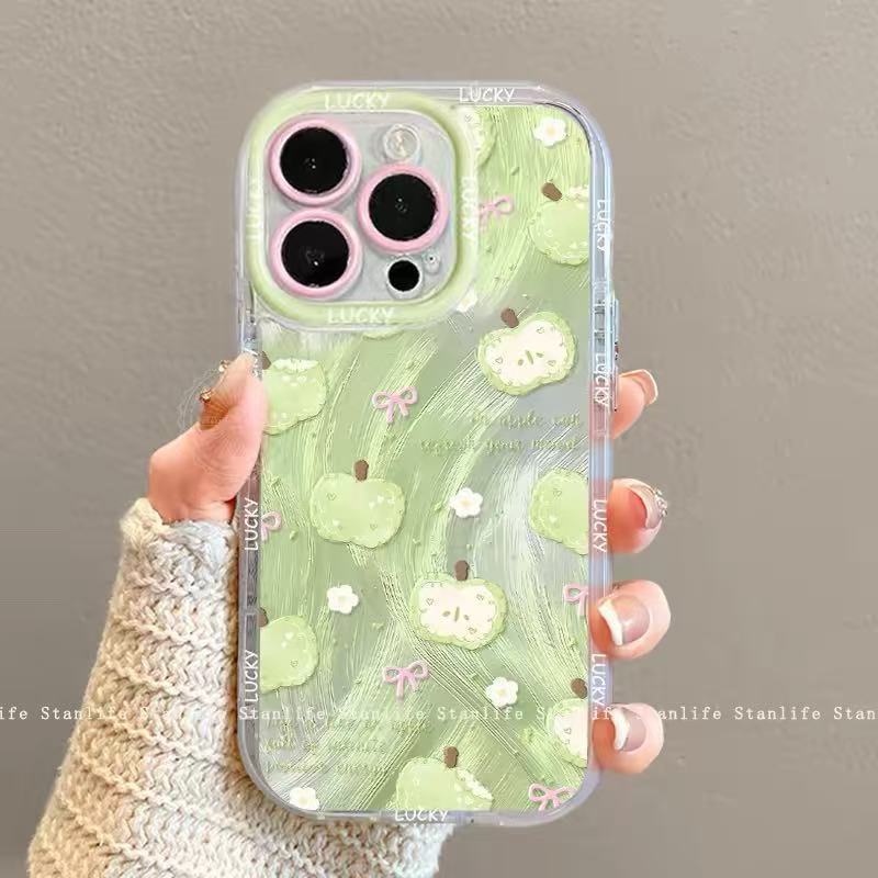 Summer smudge apple 11promax mobile phone case iphone11pro green apple 11 niche bracket lanyard