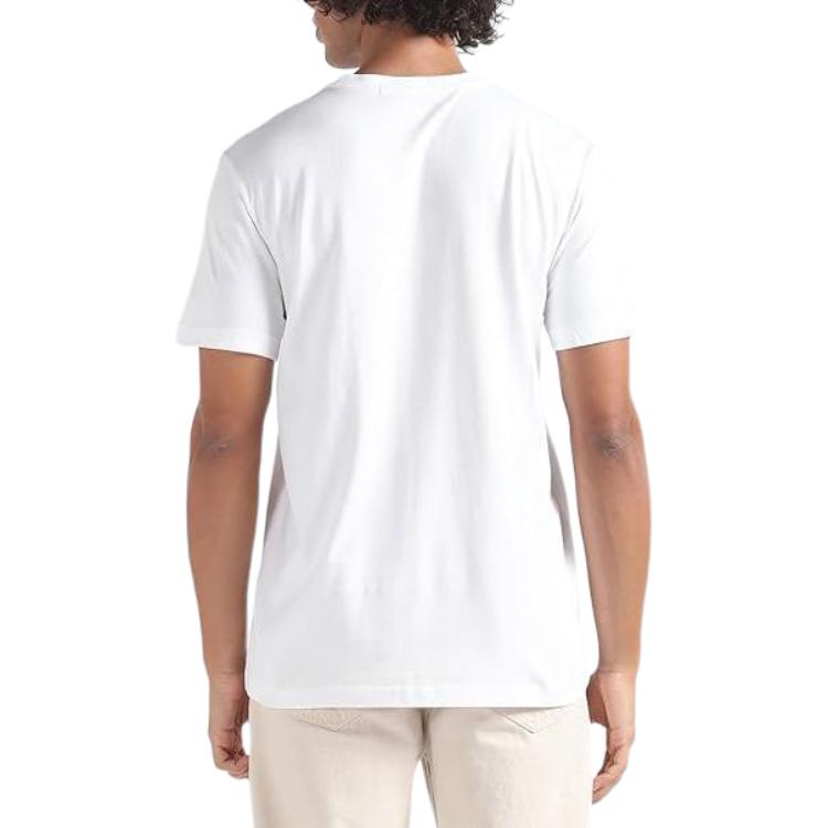 Calvin Klein Letter Pattern Printed Crew Neck Short Sleeve T-Shirt Men Tops White J30J325190-YAF