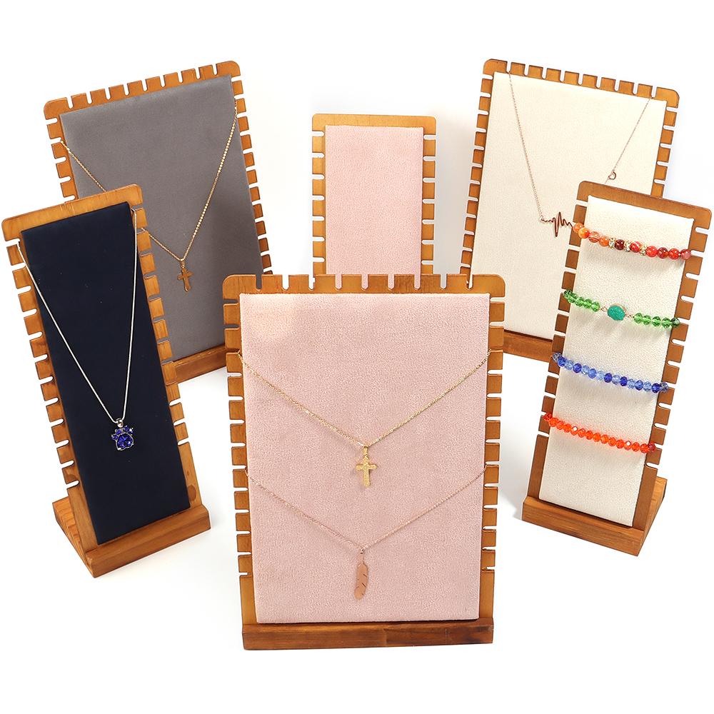 1pc Pine Wood Jewelry Display Stand Wooden Vertical Necklace Show Rack For Jewelry Display Prop Bracelet Necklace Storage Holder