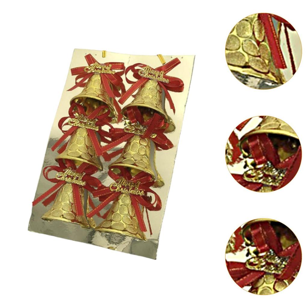 6x Christmas Bell Ornament Christmas Decor Decorative Christmas Tree Hanging Decoration for Window Anniversary Gift Wrapping