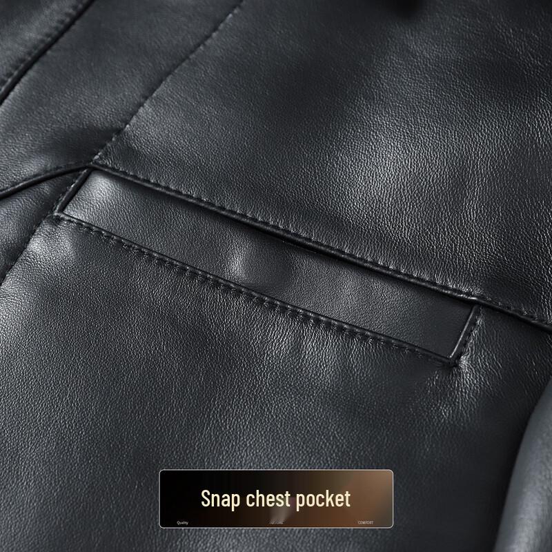 Futting Men's Sheepskin Goose Down Lapel Leather Jacket