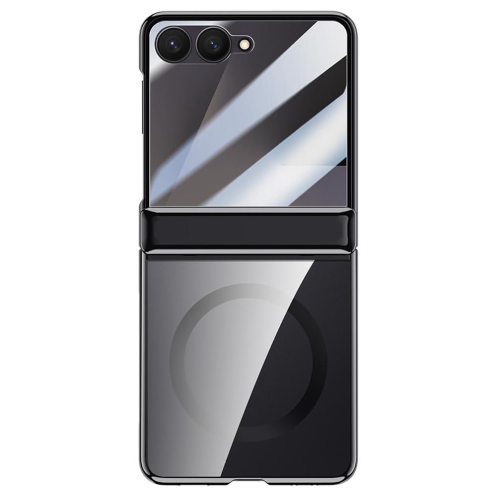 För Samsung Galaxy Z Flip7 5G Magnetiskt Skal Hårt PC+Akryl Telefonskal med HD Bakre Liten Skärmskydd