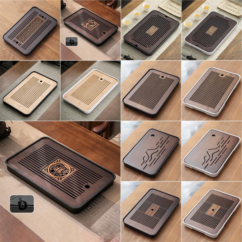 2025 Neo-Chinese Bamboo Tea Tray Kung Fu Tea Set Tray Hollow Out Grid Disk Quick Drainage Storage Tea Tray Dry And Wet Dual Use