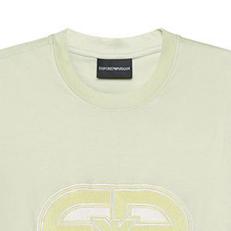 Emporio Armani Ss23 Letter Logo Embroidered Crew Neck Short Sleeve T-Shirt Men tops Light-Green 3R1TV4-1JUVZ-0594