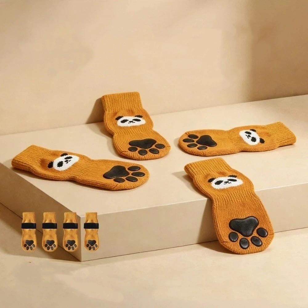 4PCS Soft Pet Foot Cover Elastic Dog Paw Protectors Cute Dog Anti-slip Socks  for All-Season