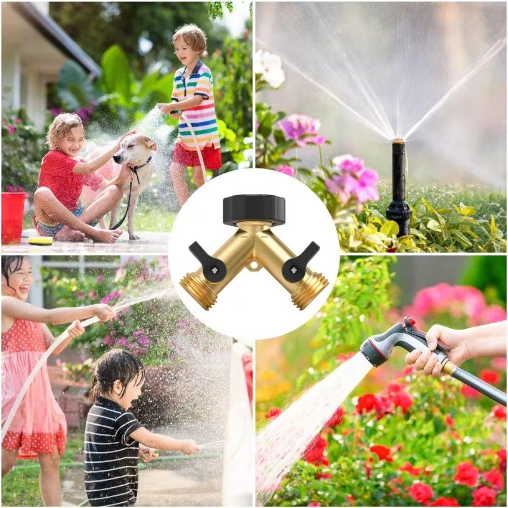 Heavy Duty Y Valve Solid Brass Hose Connector Single Turn Quick Connector  Watering
