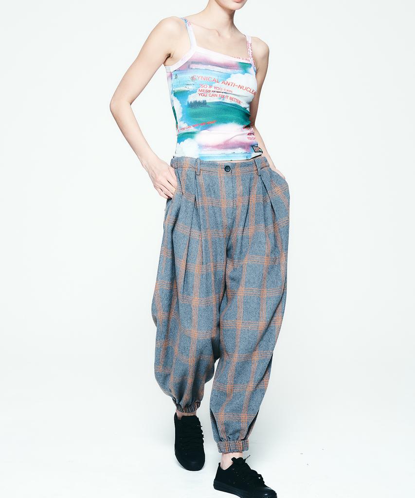 Soipeuyukaen Check Balloon Wool Jogger Pants