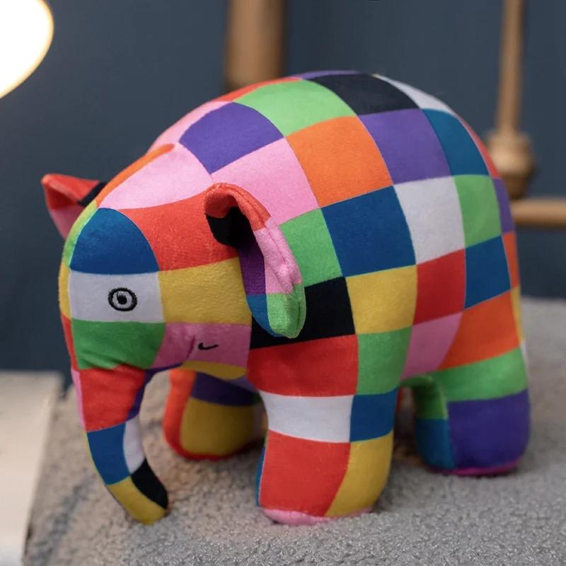 10/26Cm Kleurrijke Geruite Olifant Pluche Speelgoed Mooi Levendig Katoen Gevuld Olifant Hangers&Poppetje Leuke Sleutelhanger Grappig Cadeau