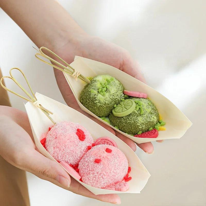 Creative Wooden Tableware, Disposable Wooden Sushi Plates, Dessert Plates, Home Kitchen Accessories, Wooden Plates and Bowls