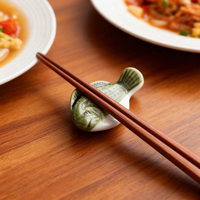 Cute Little Fish Ceramic Solid Chopstick Holder for Japanese Restaurants, Spoons, Fork Racks, Ceramic Rest Kitchen Utensils