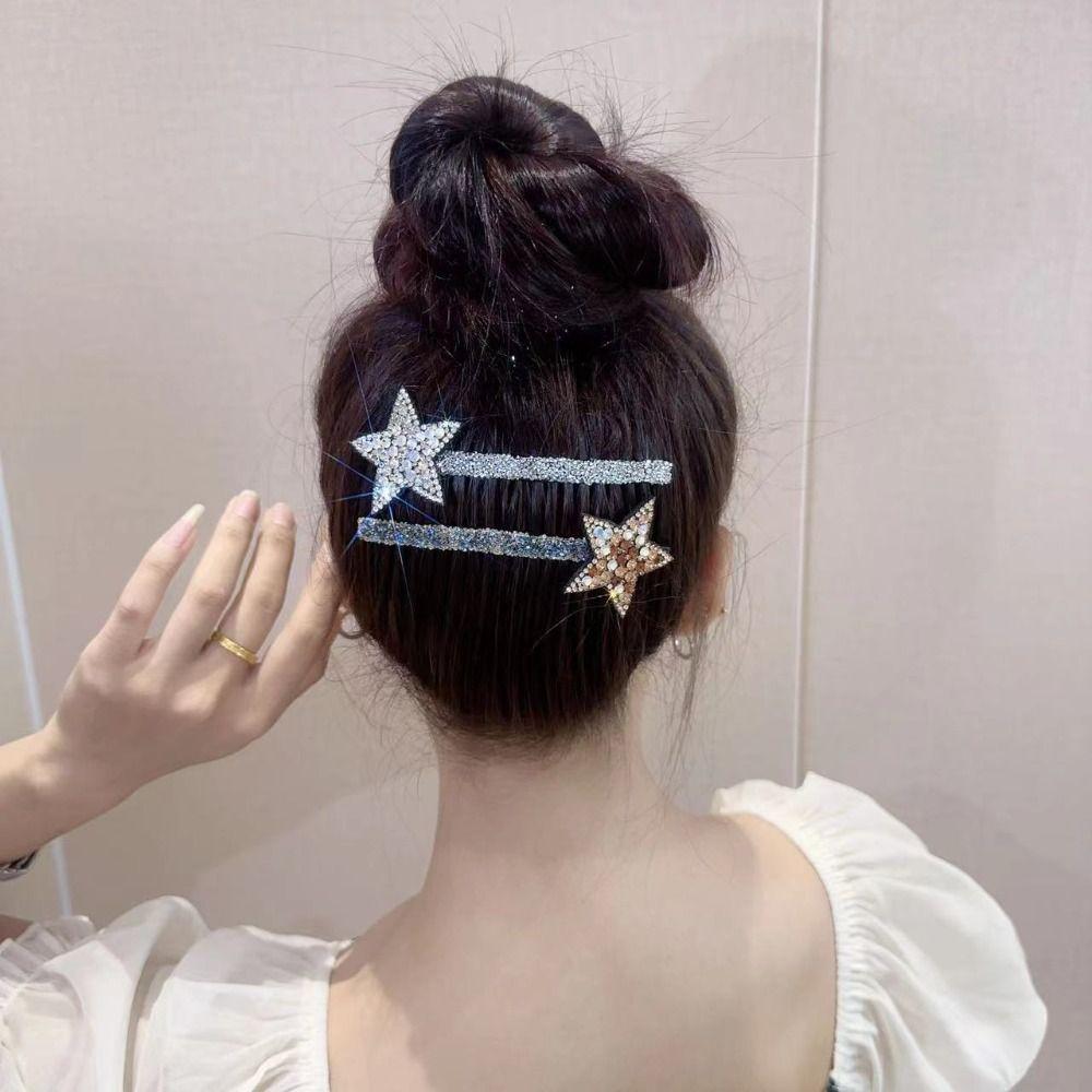 Acrylic Rhinestone Star Hair Comb Teeth Broken Hair Comb Fresh Invisible Extra Hair Holder  Daily